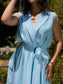 Cargo Linen Maxi Dress - Baby Blue