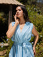 Cargo Linen Maxi Dress - Baby Blue