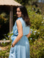 Cargo Linen Maxi Dress - Baby Blue