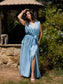 Cargo Linen Maxi Dress - Baby Blue
