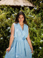 Cargo Linen Maxi Dress - Baby Blue